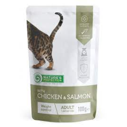 Nature's Protection 100g Weight Control ((Chicken & Salmon)) Adult 保然主食濕包 成貓 體重控制 雞肉+三文魚 100克 (KIP90) 新舊包裝隨機 (EXP: 03月/2027)
